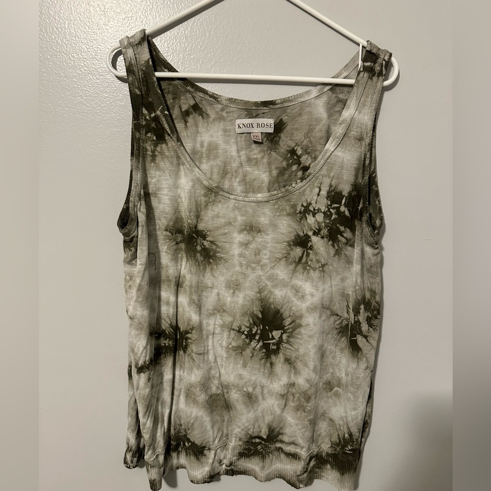 Sage green tie dye tank top